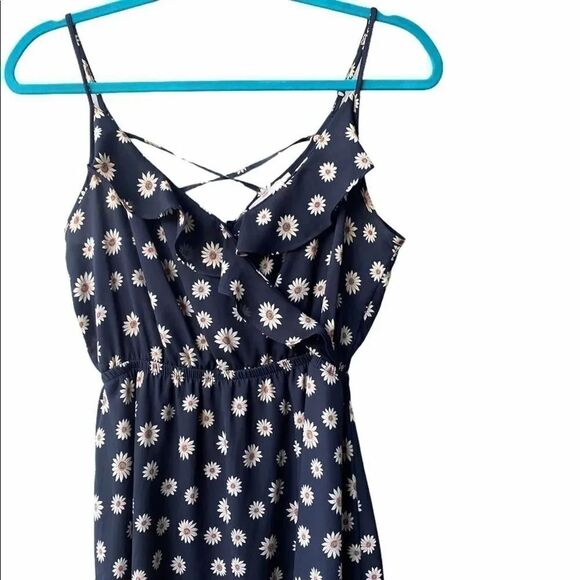 Lush Sunflower Ruffle Mini Dress Navy blue Size Small - Picture 3 of 8